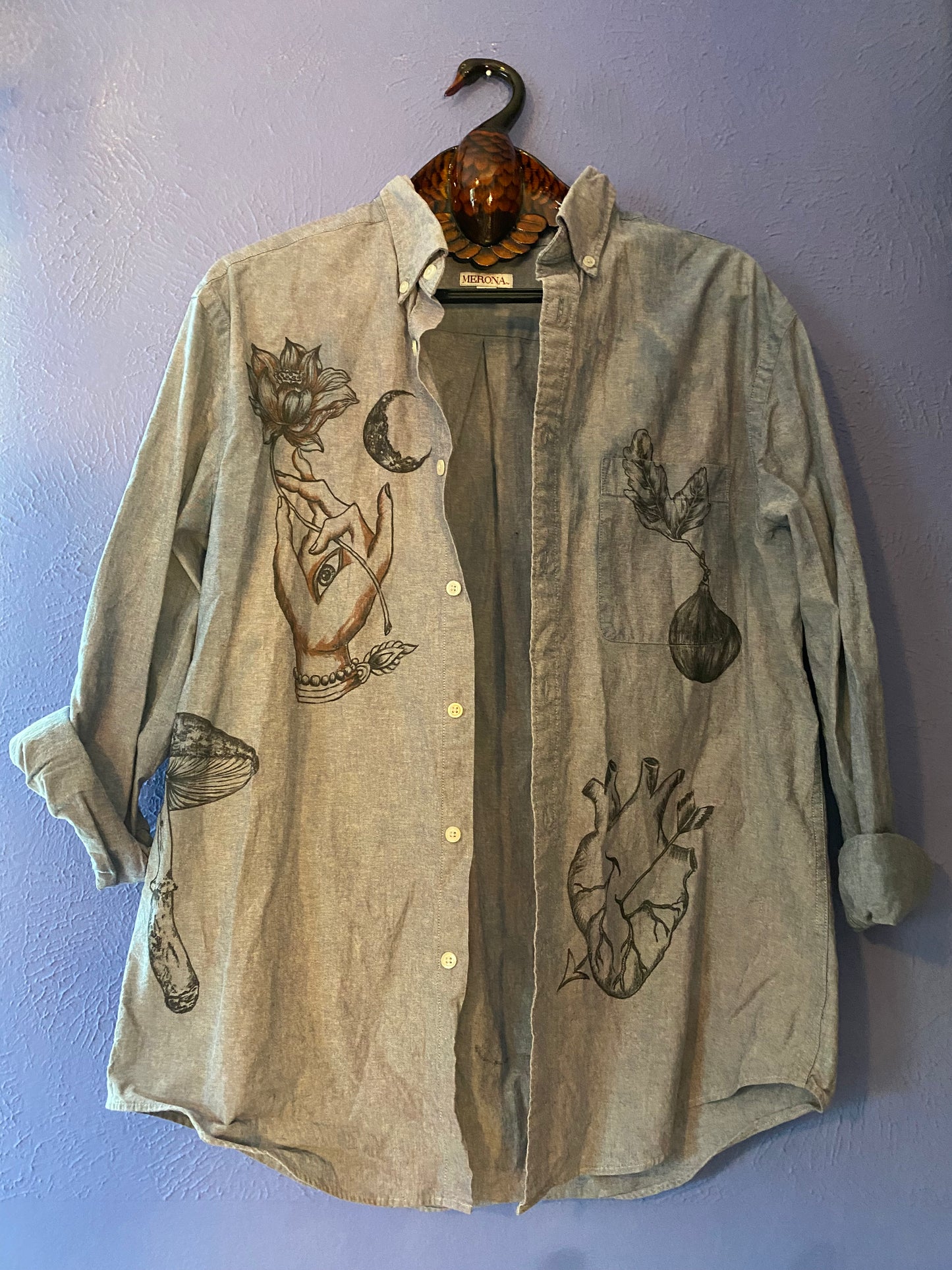 Indigo Unisex Shirt 1 - Prism Cloth – Hand-Painted Healing Garment | Lacey Dupre