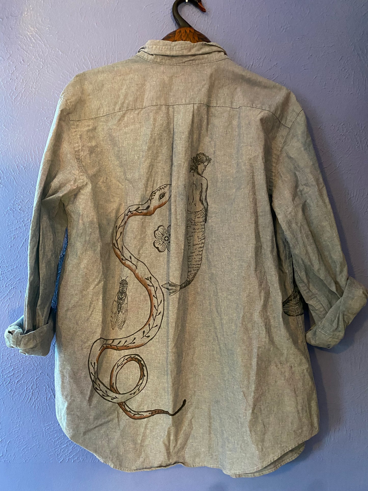 Indigo Unisex Shirt 1 - Prism Cloth – Hand-Painted Healing Garment | Lacey Dupre
